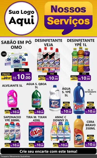 Modelo de Encarte para Encarte Grande com o tema Nossos Serviços para Produtos de Limpeza