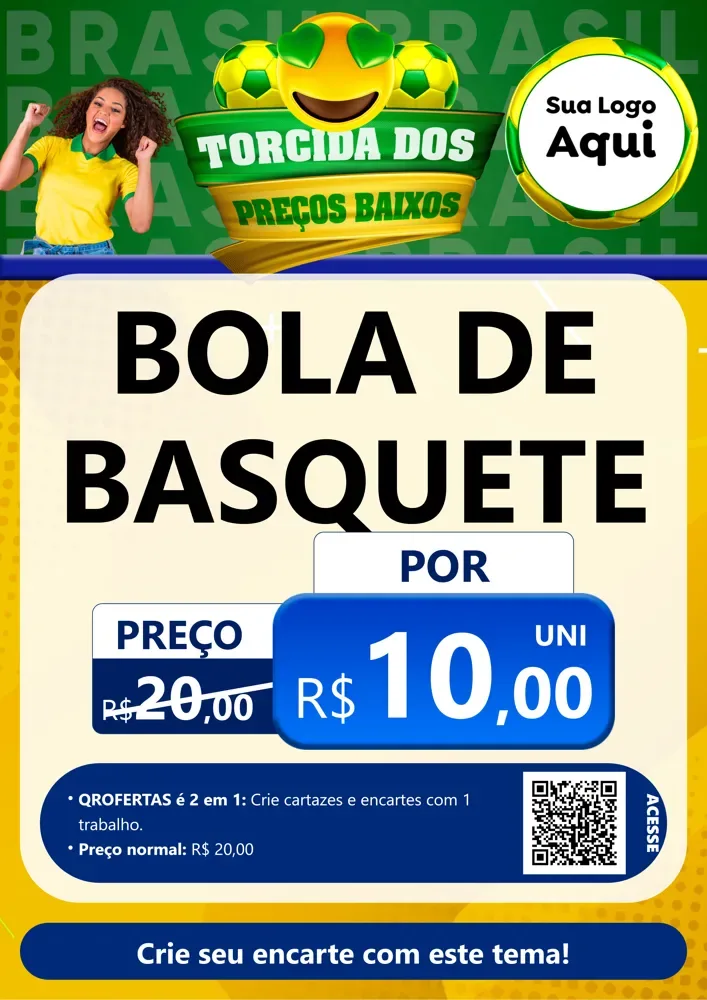 Modelo de Cartaz para Cartaz A4 Vertical com o tema Torcida dos Preços Baixos - Copa para Artigos Esportivos