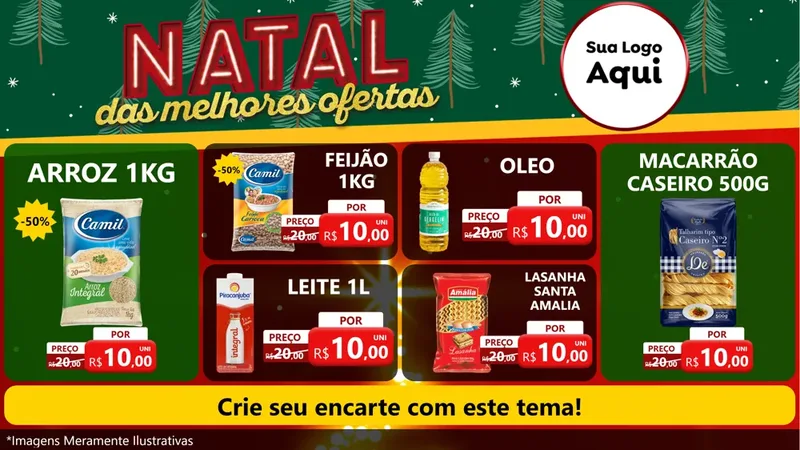 Modelo de TV para TV Horizontal com o tema Natal das Melhores Ofertas para Supermercado