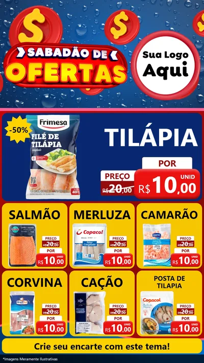 Modelo de Rede Social para Stories com o tema Sabadão de Ofertas para Peixaria