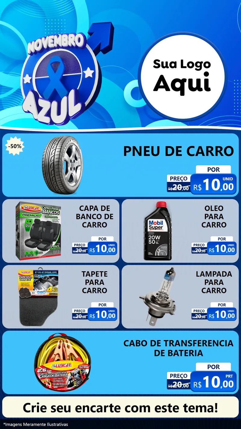 Modelo de TV para TV Vertical com o tema Novembro Azul para Auto peças
