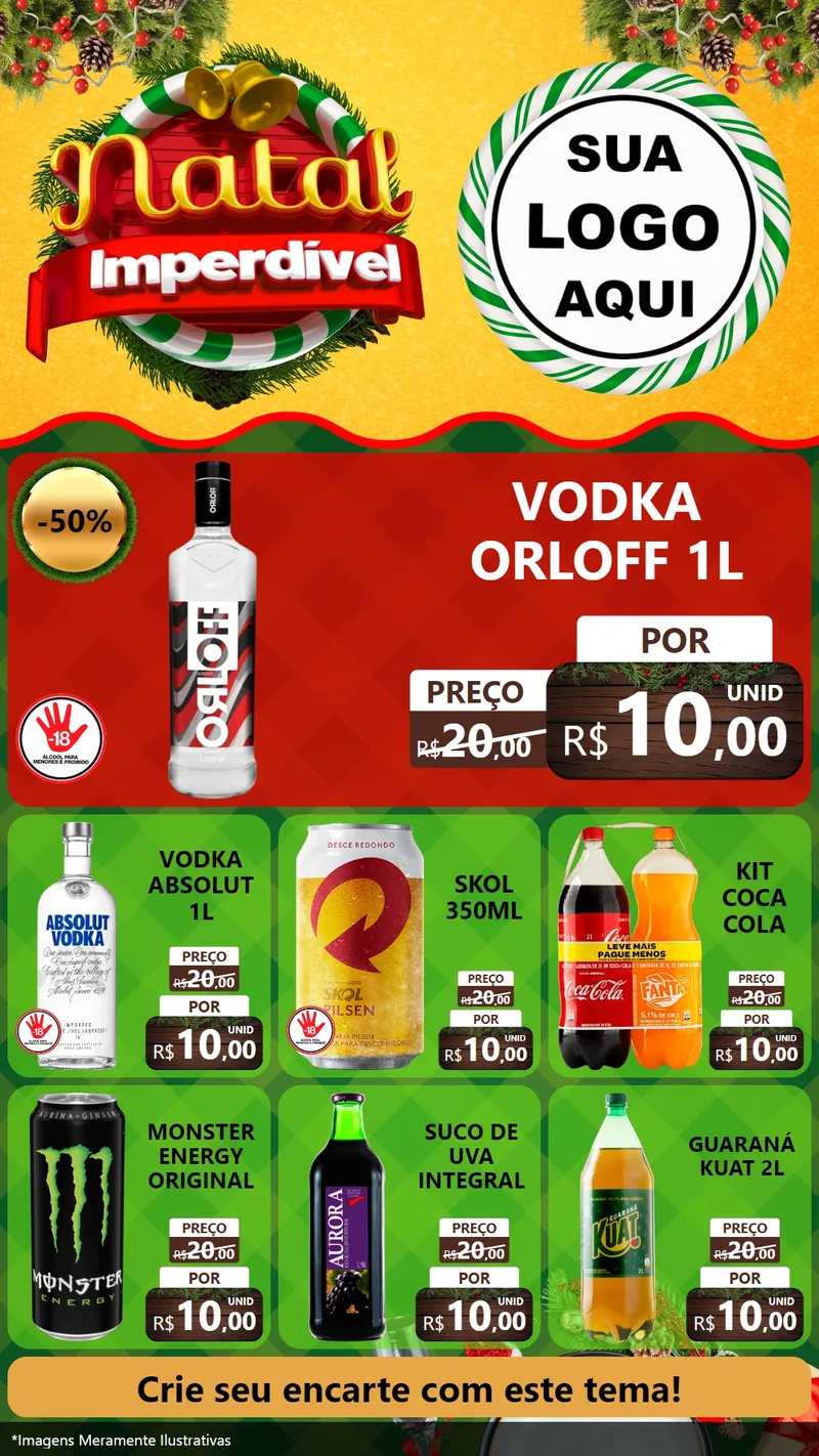 Modelo de Rede Social para Stories com o tema Natal Imperdível para Distribuidora de bebidas