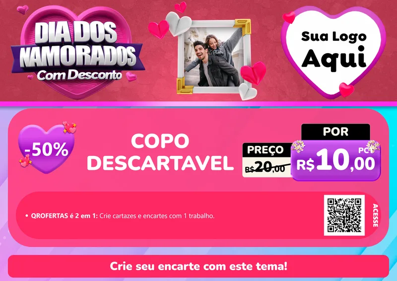 Modelo de Cartaz para Cartaz A4 Horizontal com o tema Dia Dos Namorados Com Desconto para Embalagens