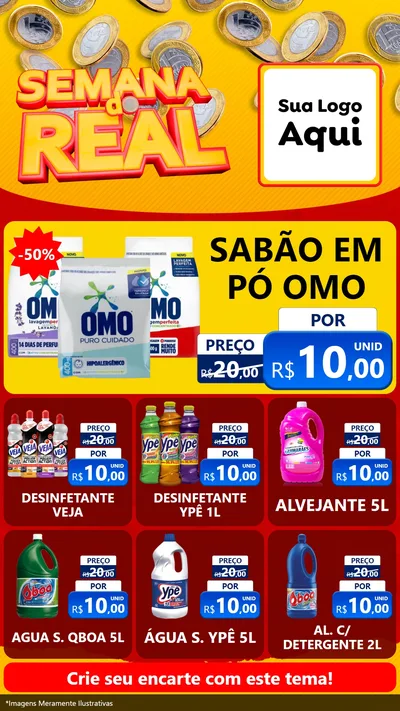 Modelo de Rede Social para Stories com o tema Semana do Real para Produtos de Limpeza