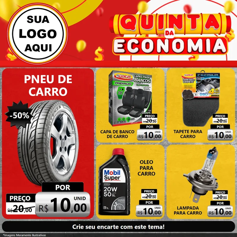 Modelo de Rede Social para Feed Facebook com o tema Quinta da Economia para Auto peças