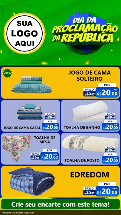 Modelo de TV para TV Vertical com o tema Dia Da Proclamação Da República para Cama, Mesa e Banho