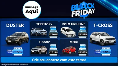 Modelo de TV para TV Horizontal com o tema Black Friday para Concessionaria de Carros