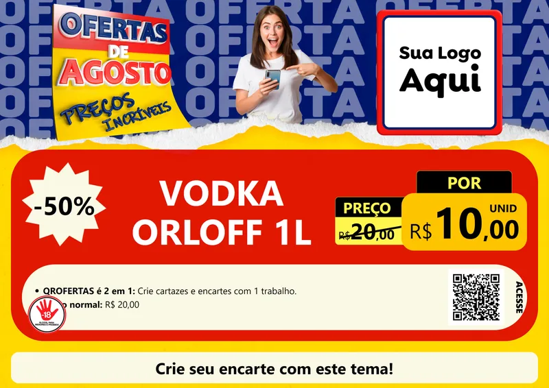 Modelo de Cartaz para Cartaz A4 Horizontal com o tema Ofertas de Agosto - Preços Incríveis para Distribuidora de bebidas