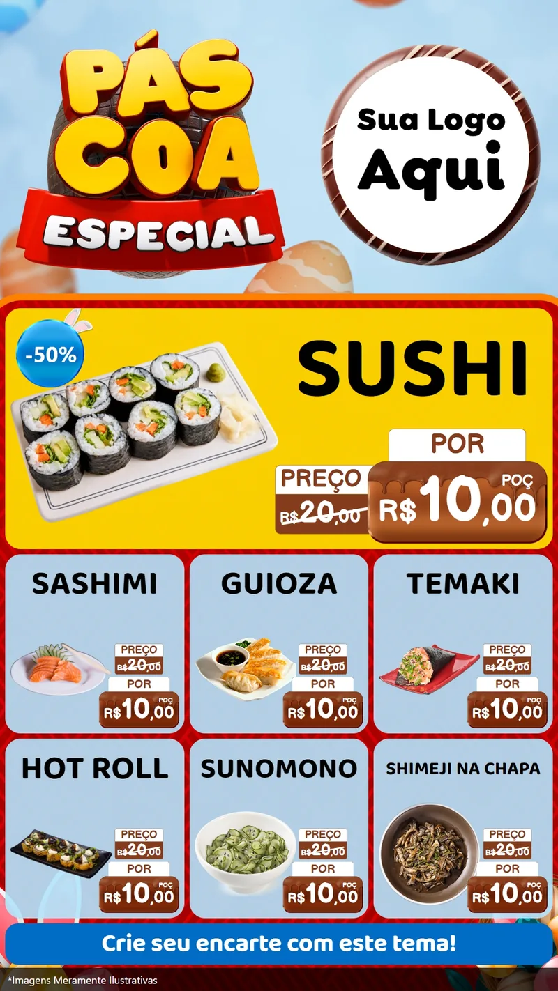 Modelo de Rede Social para Stories com o tema Páscoa Especial para Comida japonesa