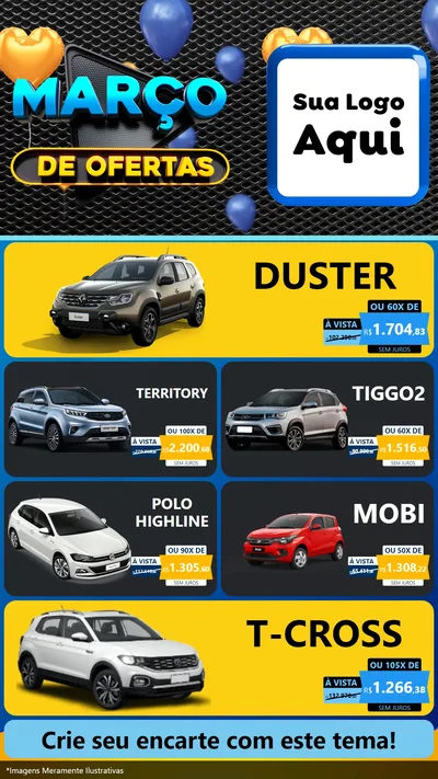 Modelo de TV para TV Vertical com o tema Março de Ofertas para Concessionaria de Carros