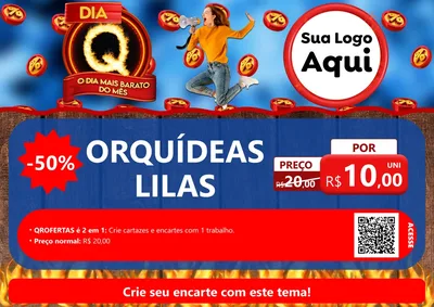 Modelo de Cartaz para Cartaz A4 Horizontal com o tema Dia Q - O Dia Mais Barato Do Mês para Floricultura e jardim