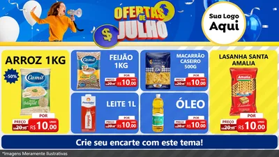 Modelo de TV para TV Horizontal com o tema Ofertas de Julho para Supermercado