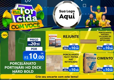 Modelo de Encarte para Encarte A4 Horizontal com o tema Na Torcida Com Você - Copa para Pisos e revestimentos