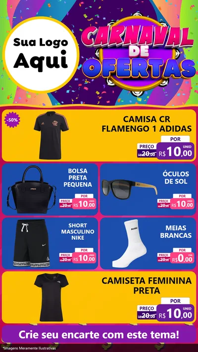 Modelo de TV para TV Vertical com o tema Carnaval de Ofertas para Roupas e acessórios