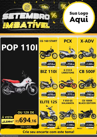Modelo de Encarte para Encarte A4 Vertical com o tema Setembro Imbatível para Concessionaria de Motos