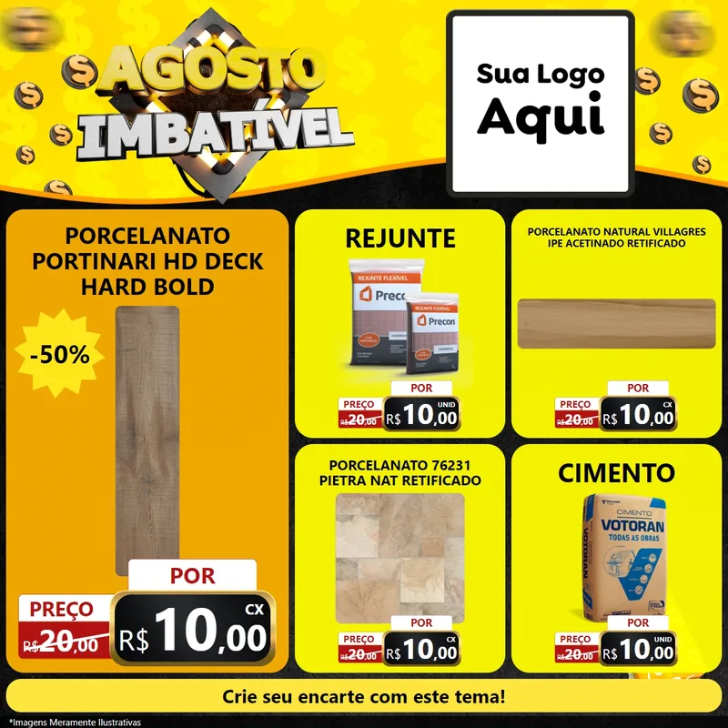 Modelo de Rede Social para Feed Facebook com o tema Agosto Imbatível para Pisos e revestimentos