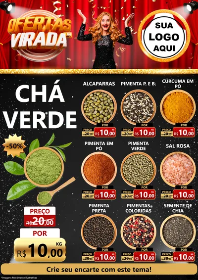Modelo de Encarte para Encarte A4 Vertical com o tema Ofertas da Virada para Produtos Naturais
