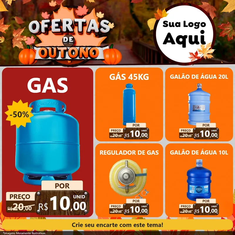 Modelo de Rede Social para Feed Facebook com o tema Ofertas de Outono para Água e gás
