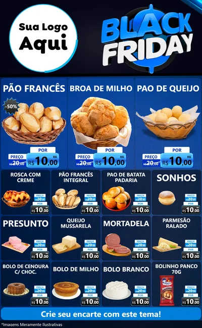 Modelo de Encarte para Encarte Grande com o tema Black Friday para Padaria