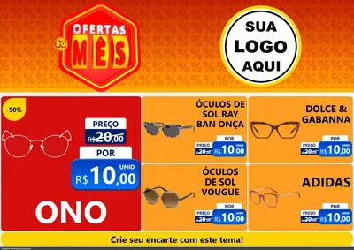Modelo de Encarte para Encarte A4 Horizontal com o tema Ofertas do Mês para Óticas