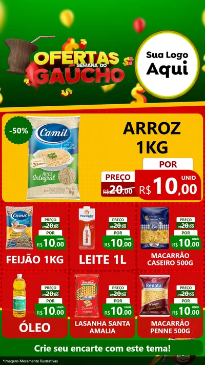 Modelo de Rede Social para Stories com o tema Ofertas Semana Do Gaúcho para Supermercado