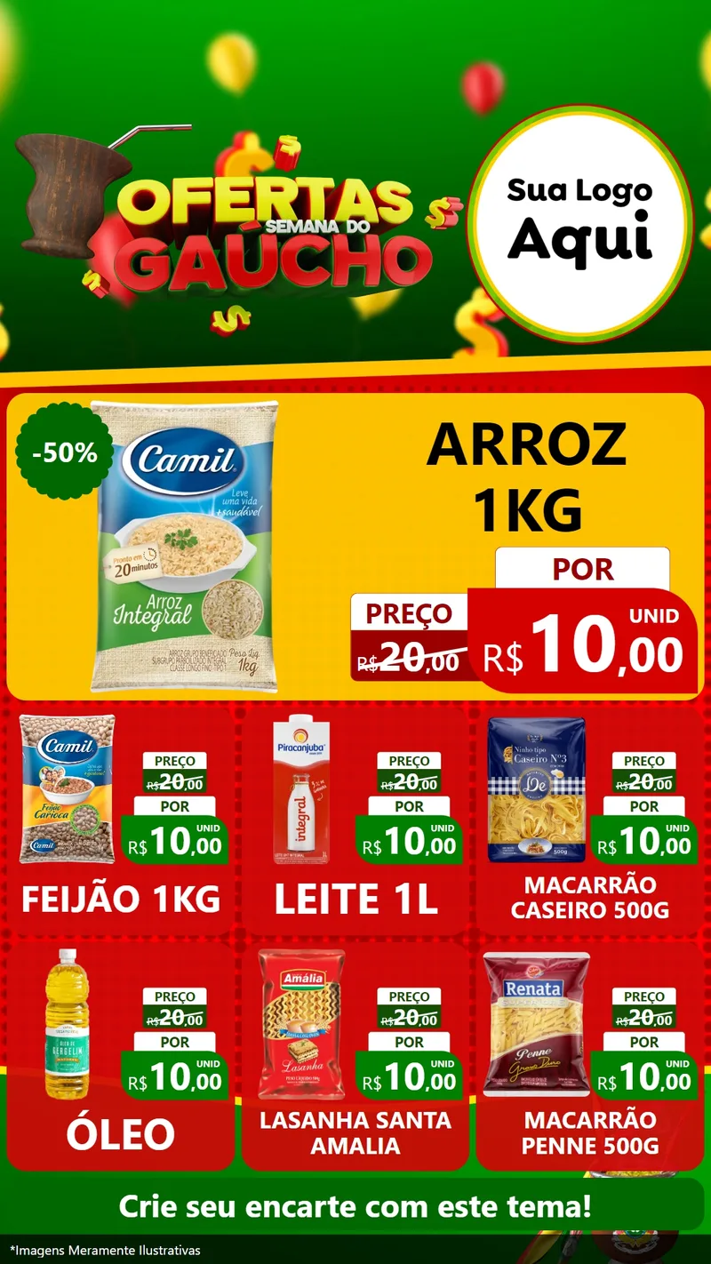 Modelo de Rede Social para Stories com o tema Ofertas Semana Do Gaúcho para Supermercado