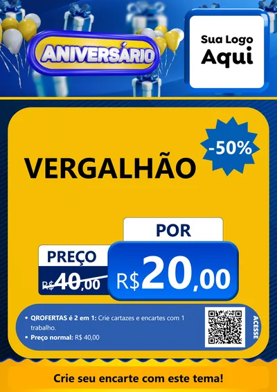 Modelo de Cartaz para Cartaz A4 Vertical com o tema Aniversário para Ferragens
