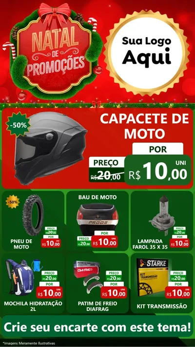 Modelo de Rede Social para Stories com o tema Natal de Promoções para Moto peças