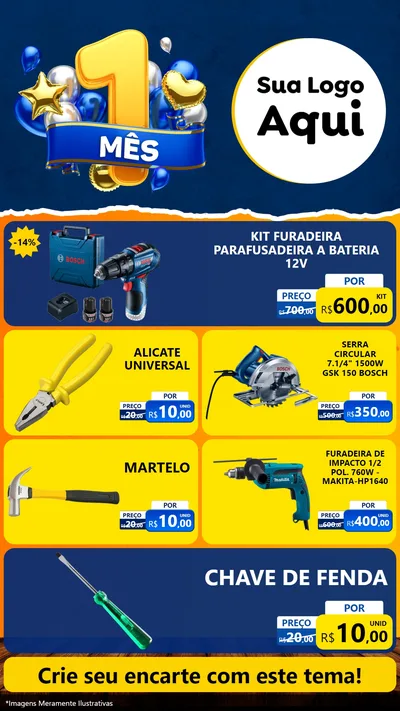 Modelo de TV para TV Vertical com o tema Um Mês de Aniversário para Maquinas e Ferramentas