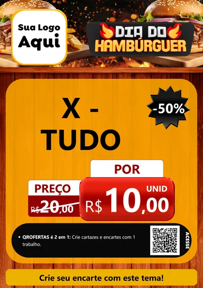 Modelo de Cartaz para Cartaz A4 Vertical com o tema Dia do Hambúrguer para Hamburgueria