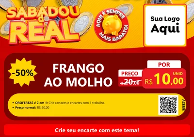 Modelo de Cartaz para Cartaz A4 Horizontal com o tema Sabadou do Real para Restaurante