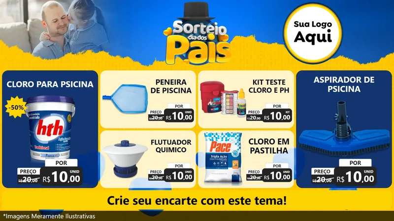 Modelo de TV para TV Horizontal com o tema Sorteio Dia Dos Pais para Produtos para Piscina