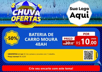 Modelo de Cartaz para Cartaz A4 Horizontal com o tema Chuva de Ofertas para Baterias Elétricas