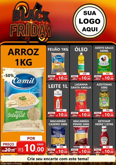 Modelo de Encarte para Encarte A4 Vertical com o tema Black Friday para Supermercado