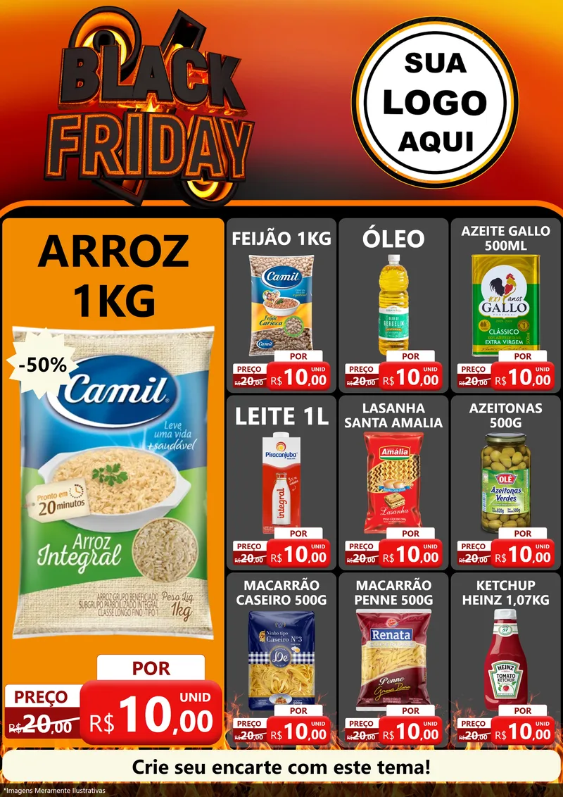 Modelo de Encarte para Encarte A4 Vertical com o tema Black Friday para Supermercado