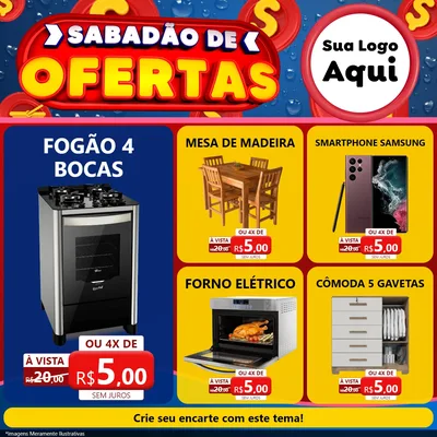 Modelo de Rede Social para Feed Facebook com o tema Sabadão de Ofertas para Móveis e Eletro