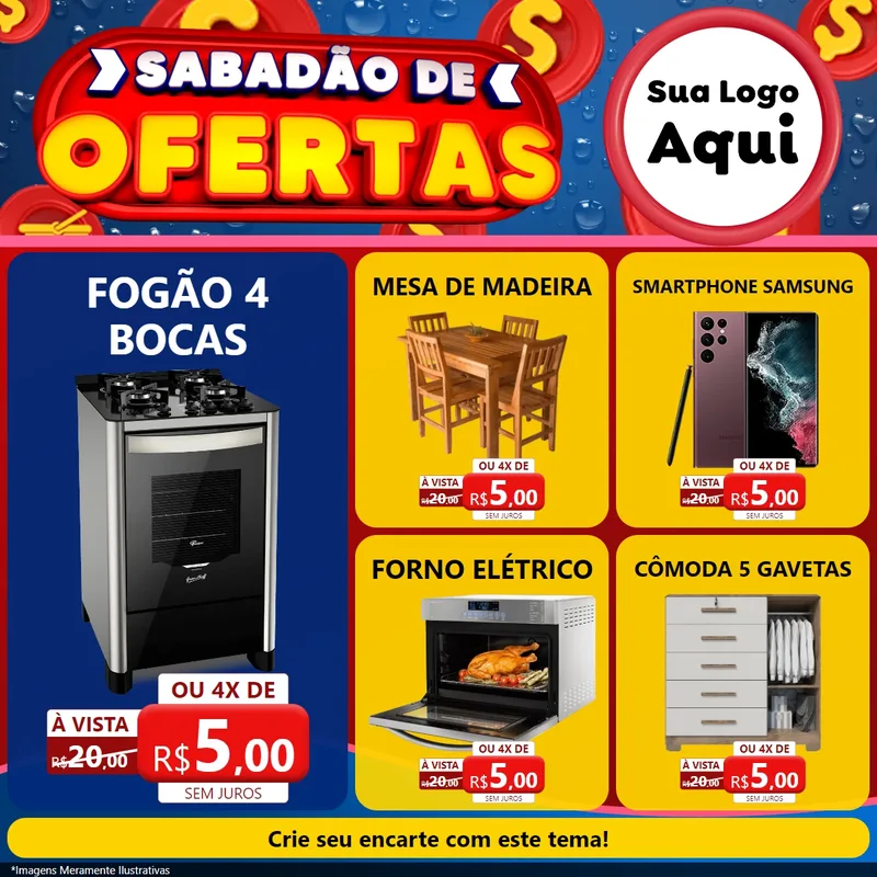 Modelo de Rede Social para Feed Facebook com o tema Sabadão de Ofertas para Móveis e Eletro