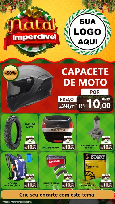 Modelo de Rede Social para Stories com o tema Natal Imperdível para Moto peças