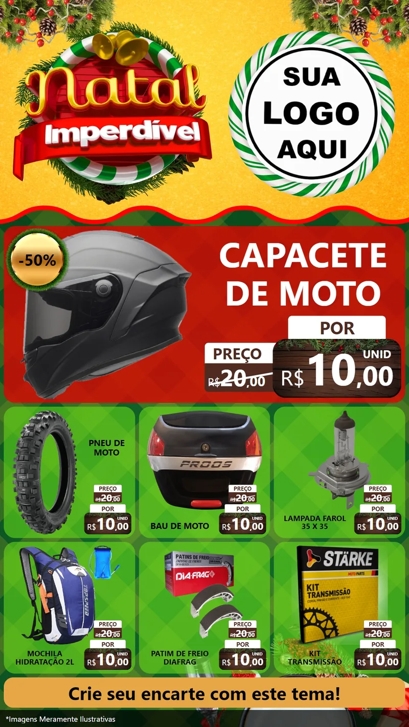 Modelo de Rede Social para Stories com o tema Natal Imperdível para Moto peças