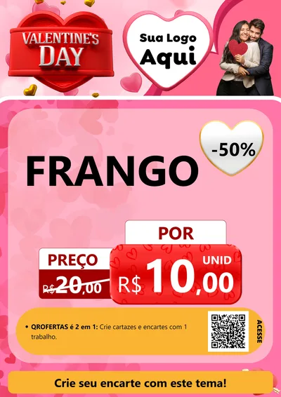 Modelo de Cartaz para Cartaz A4 Vertical com o tema Valentine's Day para Assados