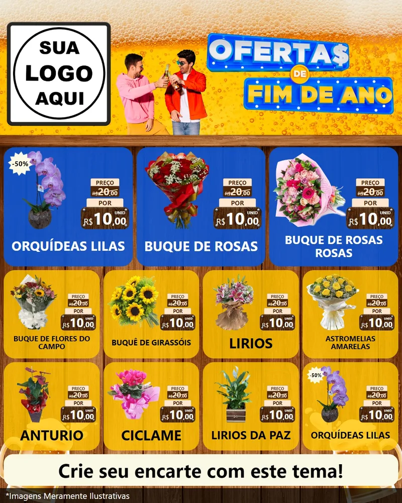 Modelo de Rede Social para Feed Instagram com o tema Ofertas de Fim de Ano para Floricultura e jardim
