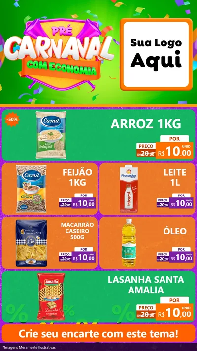 Modelo de TV para TV Vertical com o tema Pré-Carnaval Com Economia para Supermercado