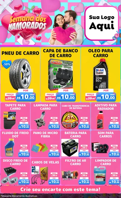 Modelo de Encarte para Encarte Grande com o tema Semana dos Namorados para Auto peças