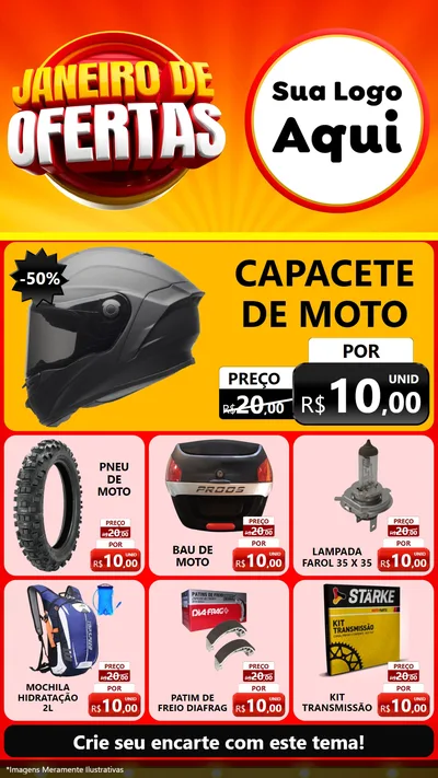 Modelo de Rede Social para Stories com o tema Janeiro de Ofertas para Moto peças