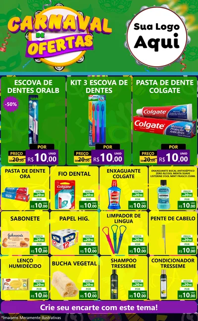 Modelo de Encarte para Encarte Grande com o tema Carnaval de Ofertas para Higiene Pessoal