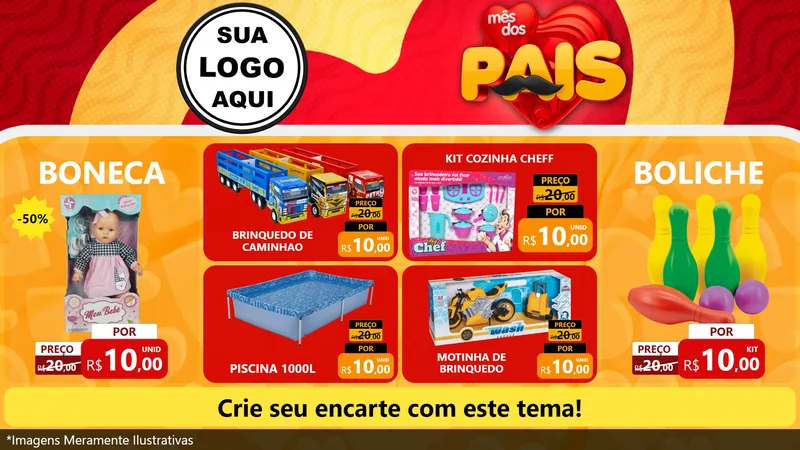 Modelo de TV para TV Horizontal com o tema Mês Dos Pais para Brinquedos