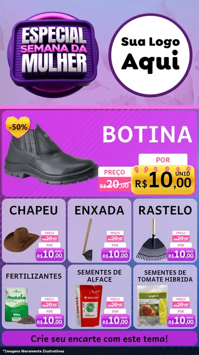 Modelo de Rede Social para Stories com o tema Especial Semana da Mulher para Agropecuária