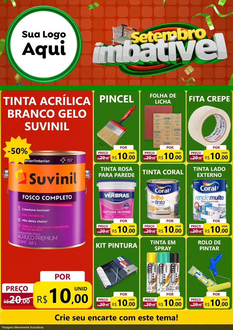 Modelo de Encarte para Encarte A4 Vertical com o tema Setembro Imbatível para Tintas e Ferramentas