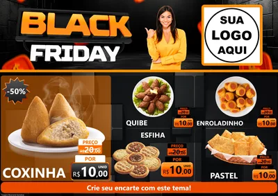 Modelo de Encarte para Encarte A4 Horizontal com o tema Black Friday para Salgadaria