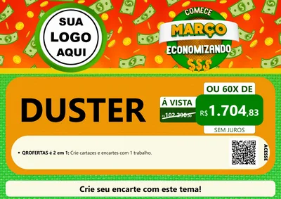 Modelo de Cartaz para Cartaz A4 Horizontal com o tema Comece Março Economizando para Concessionaria de Carros